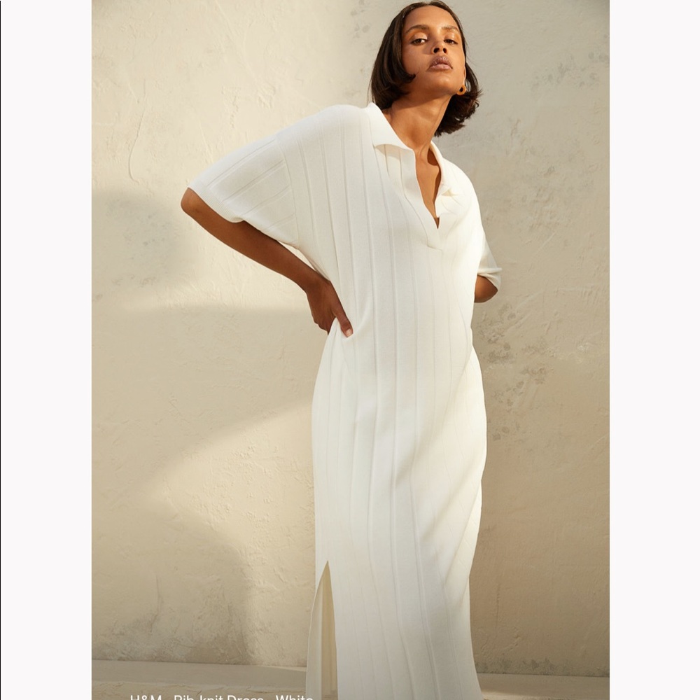 H&M Collared Ribbed Midi Dress